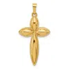 Diamond2deal 14k Yellow Gold Polished And Beaded Hollow Edge Passion Cross Pendant In Yellow
