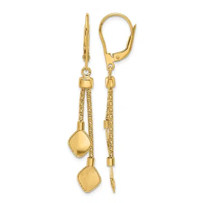 Diamond2deal 14k Yellow Gold Polished And Brushed Drop Dangle Earrings