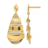 Diamond2deal 14k Yellow Gold Polished And Brushed Facny Drop Dangle Earrings In Gold