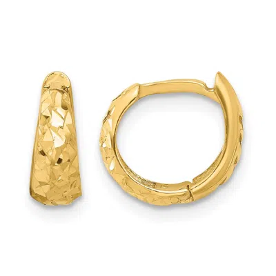 Diamond2deal 14k Yellow Gold Polished And Diamond-cut Huggie Hoop Earring