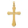 Diamond2deal 14k Yellow Gold Polished And Grooved Hollow Cross Pendant In Yellow
