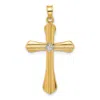 Diamond2deal 14k Yellow Gold Polished And Grooved Hollow Diamond Cross Pendant In Yellow