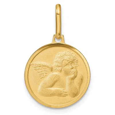 Diamond2deal 14k Yellow Gold Polished And Matte Angel Pendant