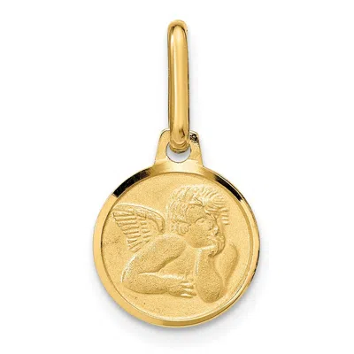 Diamond2deal 14k Yellow Gold Polished And Matte Angel Pendant