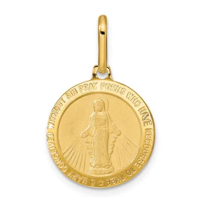 Diamond2deal 14k Yellow Gold Polished And Matte Round Miraculous Medal