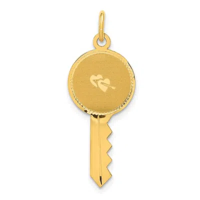 Diamond2deal 14k Yellow Gold Polished And Satin Hearts Flat Key Charm Pendant In Burgundy