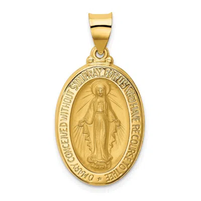Diamond2deal 14k Yellow Gold Polished And Satin Miraculous Medal Hollow Pendant