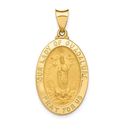 Diamond2deal 14k Yellow Gold Polished And Satin Our Lady Guadalupe Medal Hollow Pendant