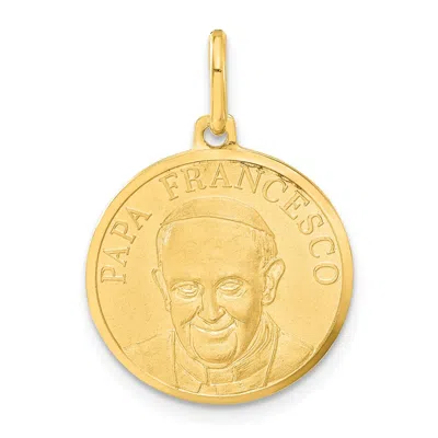 Diamond2deal 14k Yellow Gold Polished And Satin Papa Francesco Medal Pendant