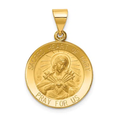 Diamond2deal 14k Yellow Gold Polished And Satin Sacred Heart Of Mary Medal Hollow Pendant