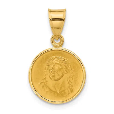 Diamond2deal 14k Yellow Gold Polished And Satin Solid Face Of Jesus Medal In Orange