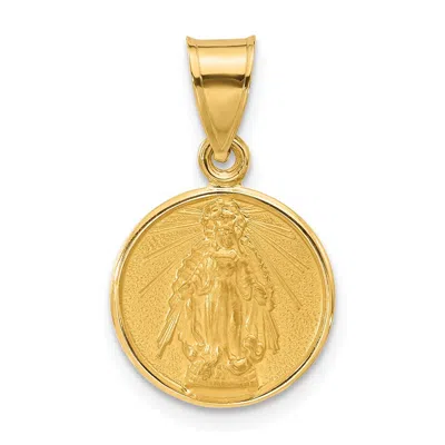 Diamond2deal 14k Yellow Gold Polished And Satin Solid Miraculous Mary Plain Back Medal