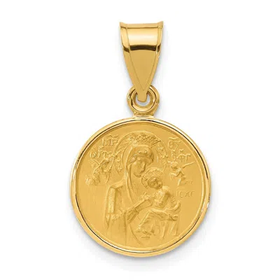 Diamond2deal 14k Yellow Gold Polished And Satin Solid Our Lady Of Perpetual Help Medal