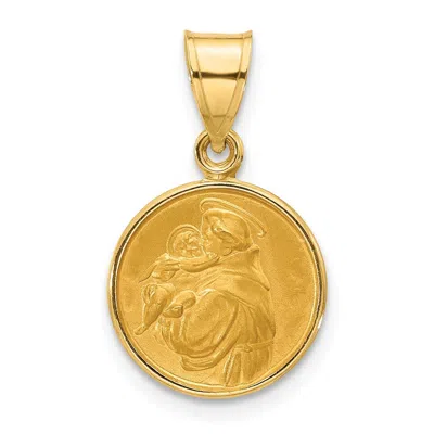Diamond2deal 14k Yellow Gold Polished And Satin St. Anthony Medal