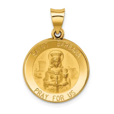 Diamond2deal 14k Yellow Gold Polished And Satin St. Barbara Medal Hollow Pendant