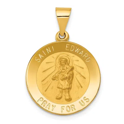 Diamond2deal 14k Yellow Gold Polished And Satin St Edward Medal Hollow Pendant