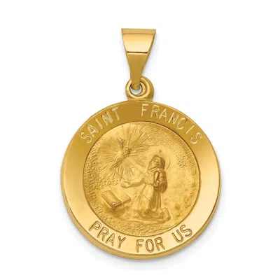 Diamond2deal 14k Yellow Gold Polished And Satin St Francis Medal Hollow Pendant