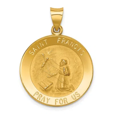 Diamond2deal 14k Yellow Gold Polished And Satin St Francis Medal Hollow Pendant