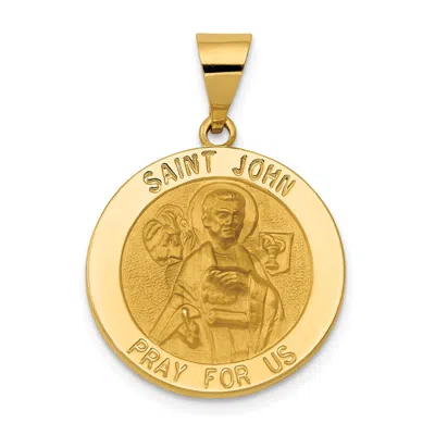 Diamond2deal 14k Yellow Gold Polished And Satin St John Medal Hollow Pendant