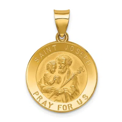 Diamond2deal 14k Yellow Gold Polished And Satin St Joseph Medal Hollow Pendant