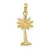 Diamond2deal 14k Yellow Gold Polished And Textured 2-d Palmetto Palm Tree Pendant In Yellow