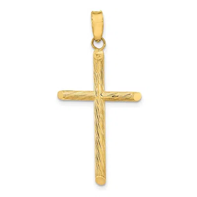 Diamond2deal 14k Yellow Gold Polished & Textured Fancy Cross Pendant