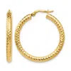 Diamond2deal 14k Yellow Gold Polished And Textured Hoop Earrings 30mm In Gold