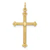 Diamond2deal 14k Yellow Gold Polished And Textured Solid Diamond Shape Cross Pendant In Gold