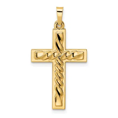 Diamond2deal 14k Yellow Gold Polished And Twisted Hollow Cross Pendant