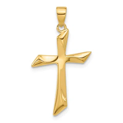 Diamond2deal 14k Yellow Gold Polished Angled Cross Pendant In Transparent