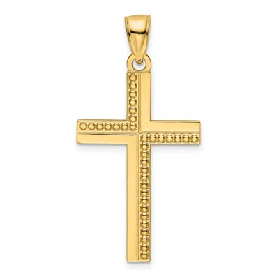 Diamond2deal 14k Yellow Gold Polished Beaded Cross Pendant