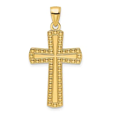 Diamond2deal 14k Yellow Gold Polished Beaded Cross Pendant