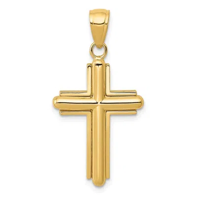 Diamond2deal 14k Yellow Gold Polished Beveled Stick Cross Frame Pendant
