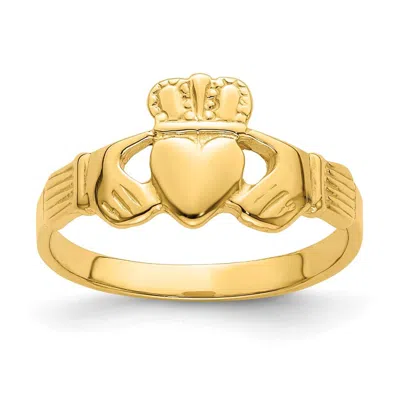 Diamond2deal 14k Yellow Gold Polished Claddagh Ring In Gray
