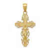 Diamond2deal 14k Yellow Gold Polished Crucifix Lace Trim Pendant In Yellow
