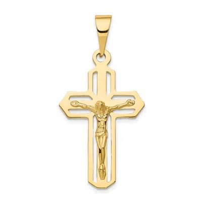 Diamond2deal 14k Yellow Gold Polished Cut-out Crucifix Pendant