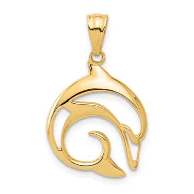 Diamond2deal 14k Yellow Gold Polished Cut Out Dolphin Pendant