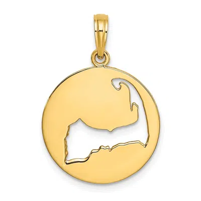 Diamond2deal 14k Yellow Gold Polished Cut-out Cape Cod Map Charm Pendant