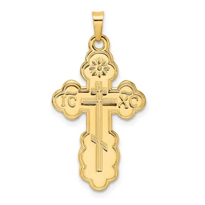 Diamond2deal 14k Yellow Gold Polished Eastern Orthodox Solid Cross Pendant
