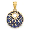 Diamond2deal 14k Yellow Gold Polished Enameled Sun And Stars Pendant In Yellow