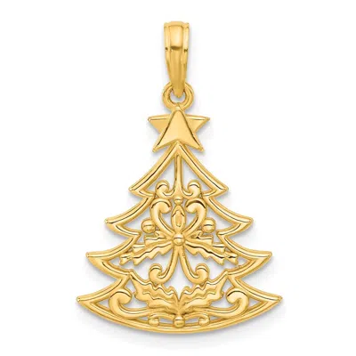 Diamond2deal 14k Yellow Gold Polished Fancy Scrolled Christmas Tree Pendant