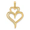 Diamond2deal 14k Yellow Gold Polished Fancy Two Heart Charm In Yellow