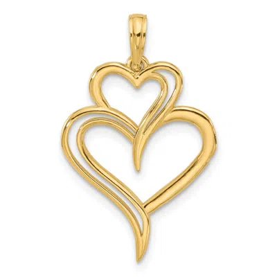 Diamond2deal 14k Yellow Gold Polished Fancy Two Heart Charm