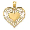 Diamond2deal 14k Yellow Gold Polished Filigree Heart Pendant In Yellow