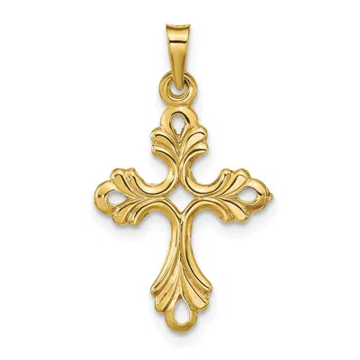 Diamond2deal 14k Yellow Gold Polished Fleur De Lis Cross Pendant
