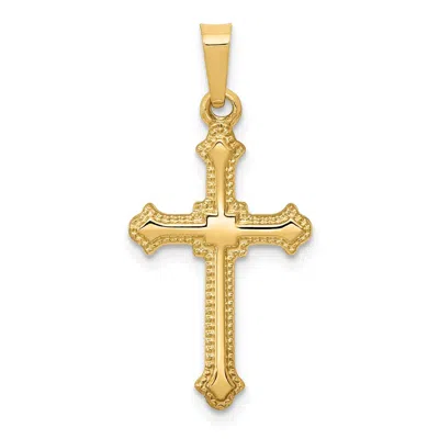 Diamond2deal 14k Yellow Gold Polished Fleur De Lis Cross Pendant