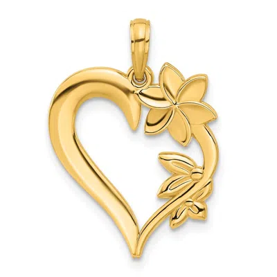 Diamond2deal 14k Yellow Gold Polished Floral Heart Pendant