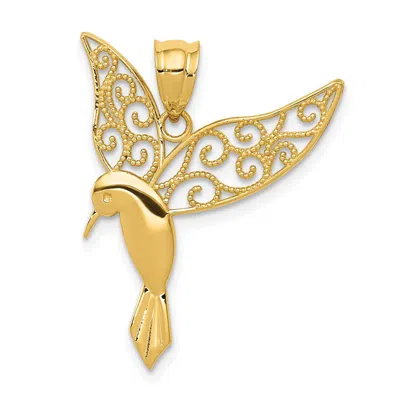 Diamond2deal 14k Yellow Gold Polished Hummingbird With Filigree Wings Pendant In Gray