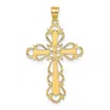 Diamond2deal 14k Yellow Gold Polished Lace Trim Cross Charm In Yellow