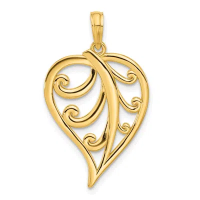 Diamond2deal 14k Yellow Gold Polished Leaf Pendant
